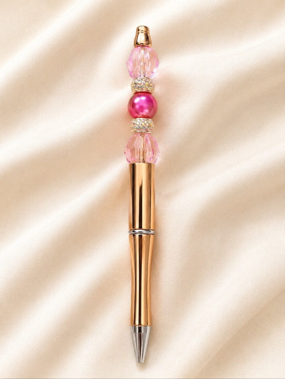 Gold-Tone Pink Crystal & Pearl Statement Charm